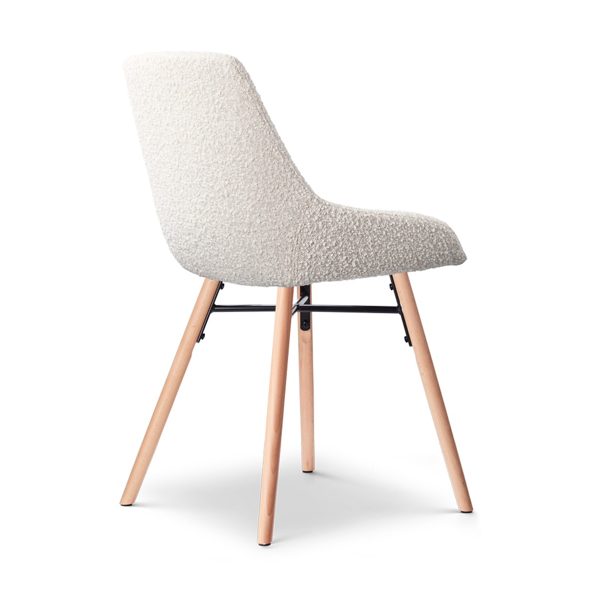 Nena-Isa eetkamerstoel bouclé beige - houten onderstel