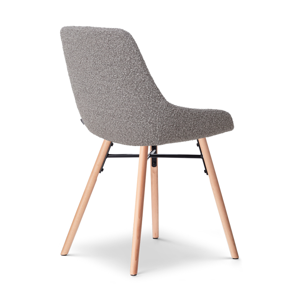 Nena-Isa eetkamerstoel bouclé taupe - houten onderstel