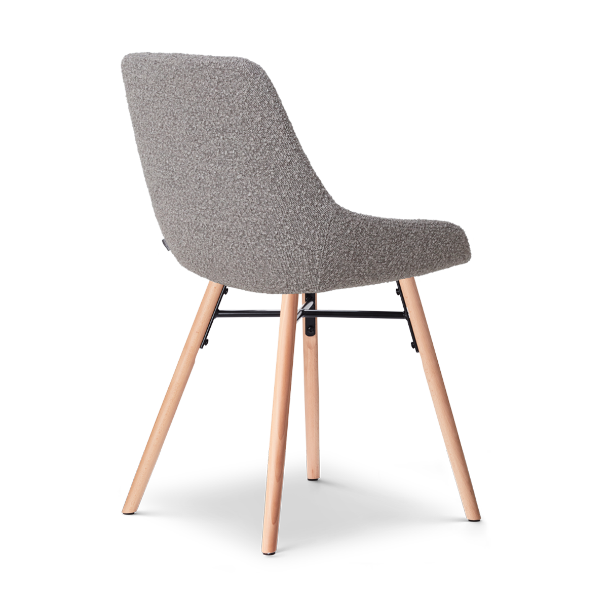Nena-Isa eetkamerstoel bouclé taupe - houten onderstel