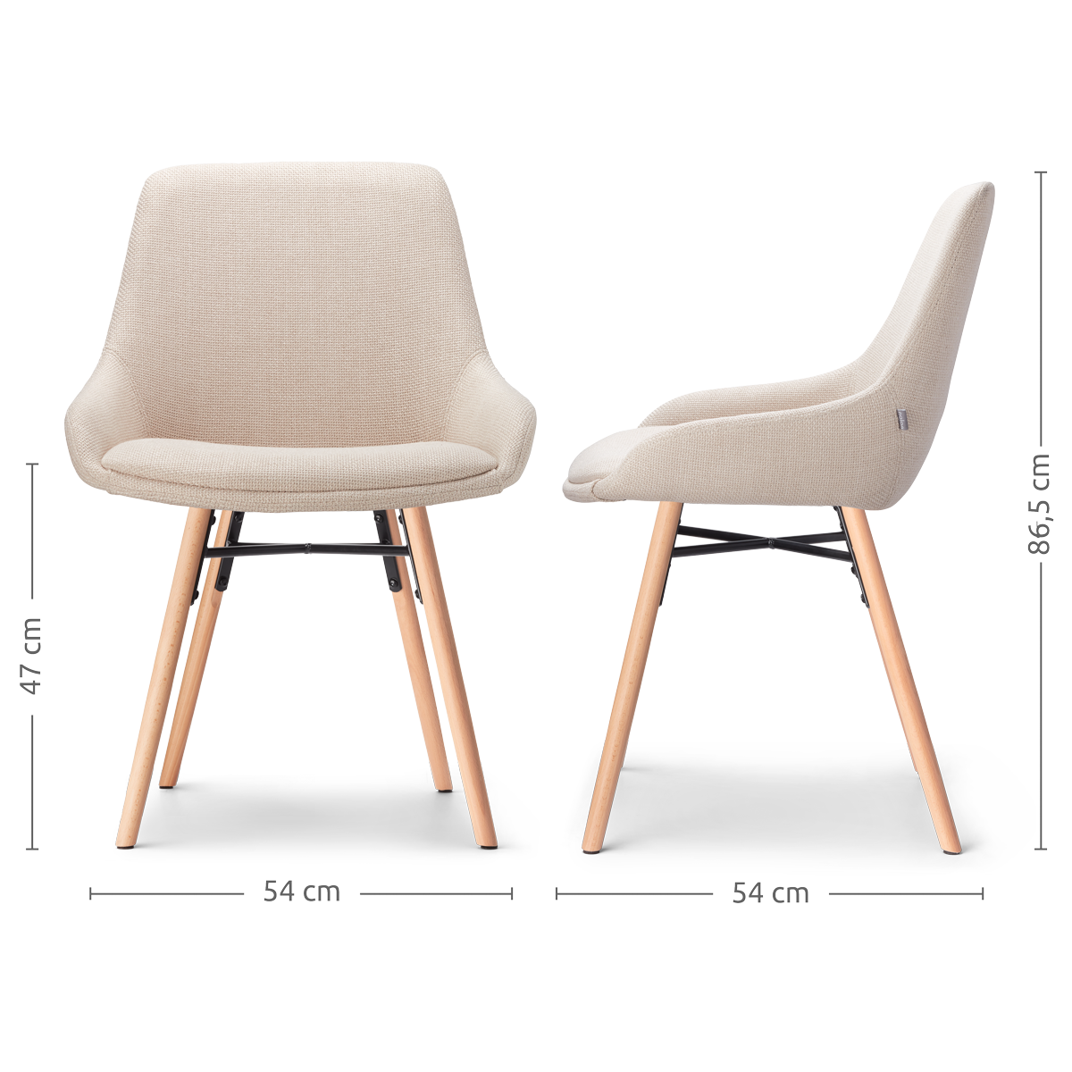 Nena-Isa eetkamerstoel beige - houten onderstel
