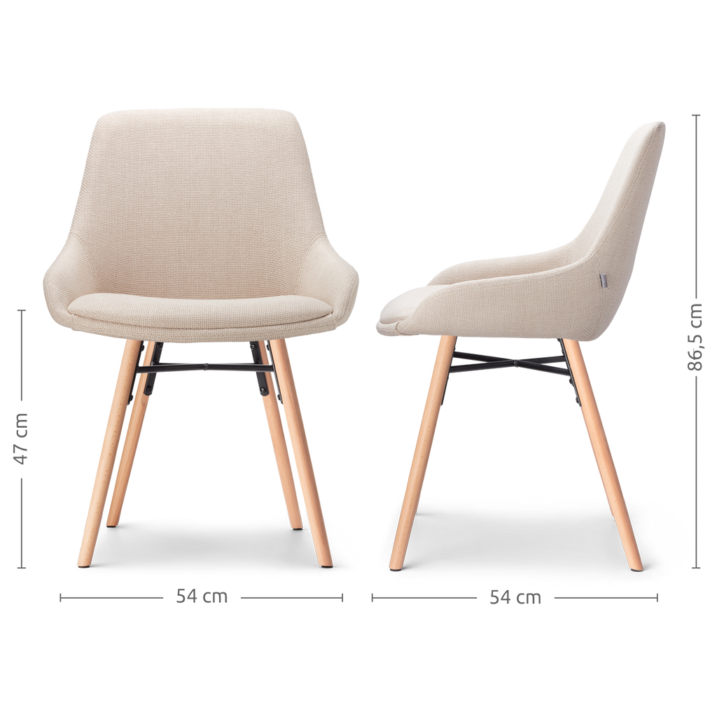 Nena-Isa eetkamerstoel beige - houten onderstel