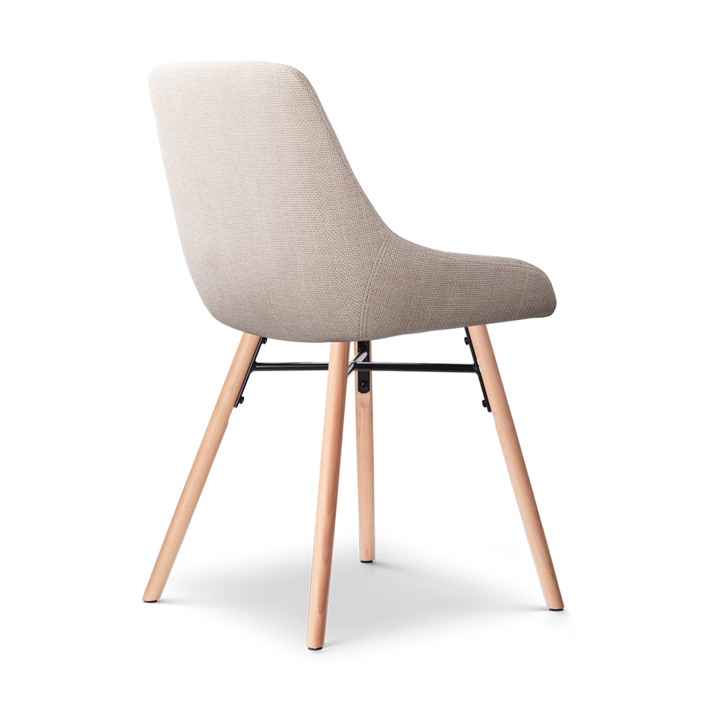 Nena-Isa eetkamerstoel beige - houten onderstel