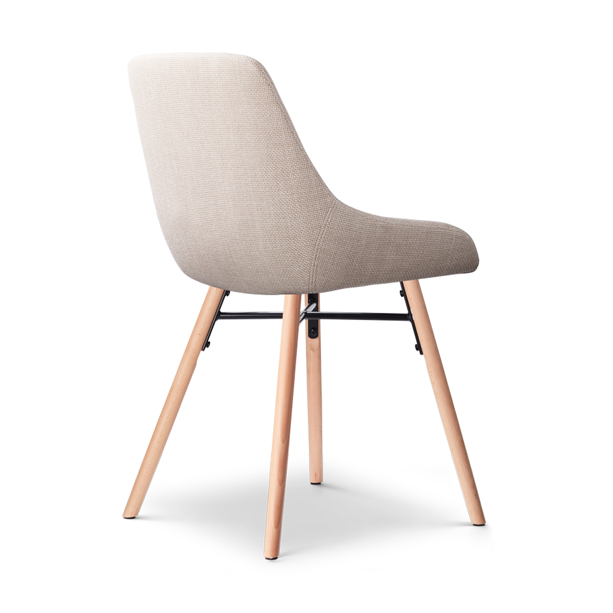 Nena-Isa eetkamerstoel beige - houten onderstel