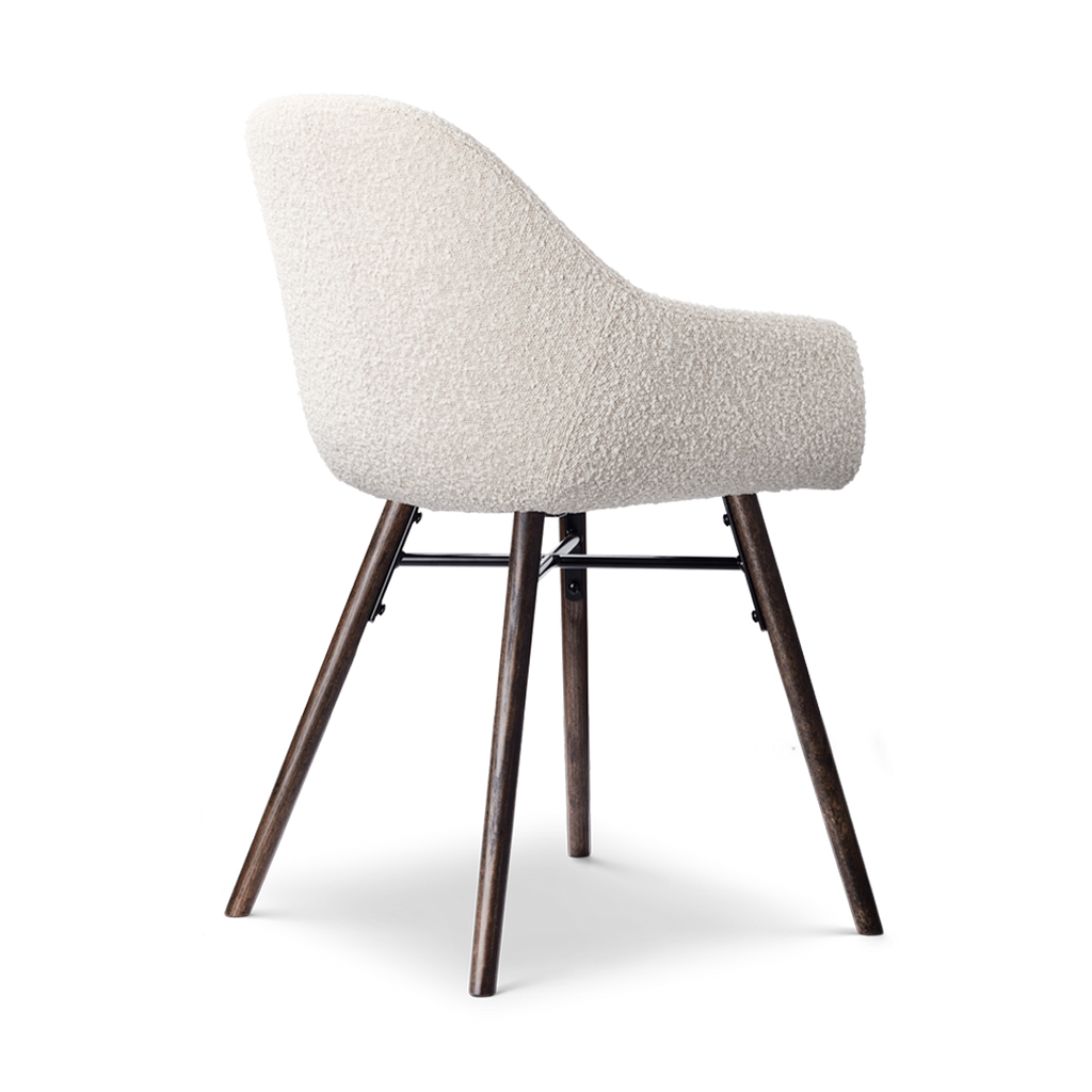 Nena-Mae eetkamerstoel bouclé beige - walnoot houten onderstel