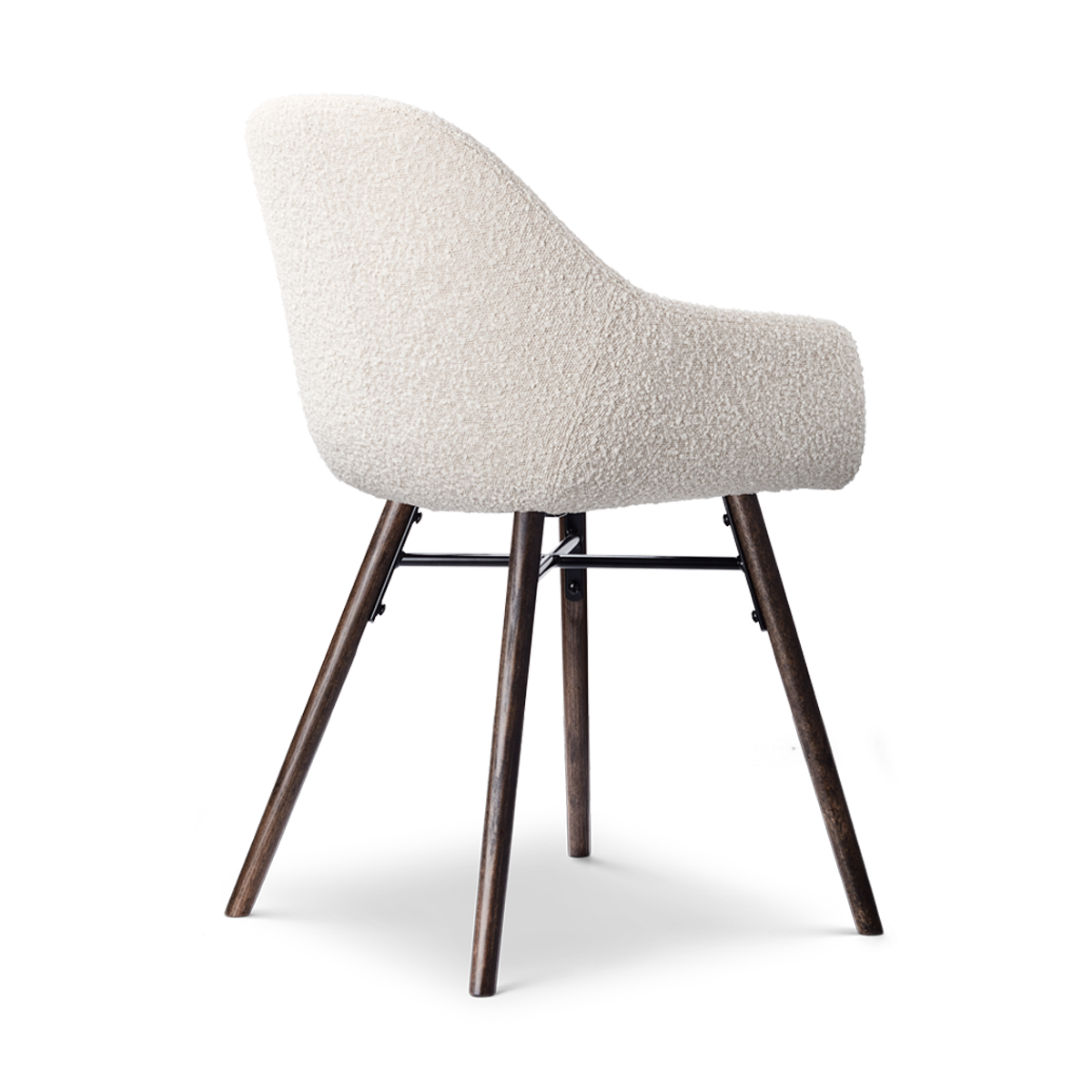 Nena-Mae eetkamerstoel bouclé beige - walnoot houten onderstel