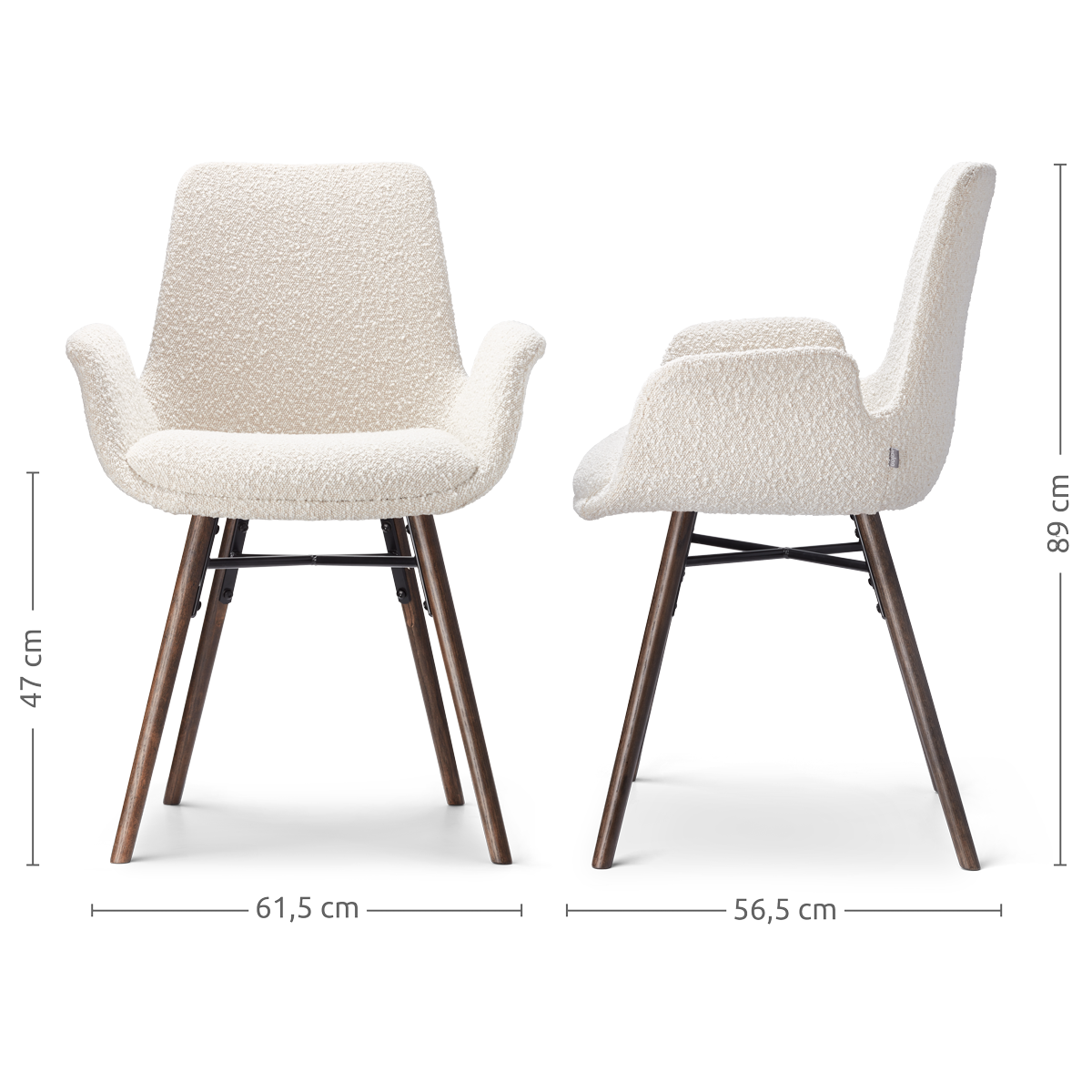 Nena-Eef eetkamerstoel bouclé beige - walnoot houten onderstel
