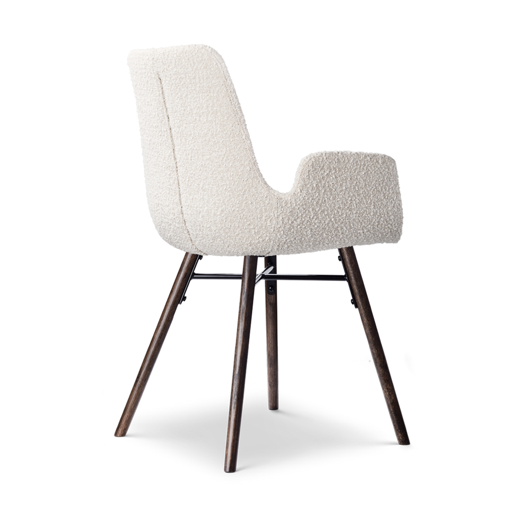 Nena-Eef eetkamerstoel bouclé beige - walnoot houten onderstel