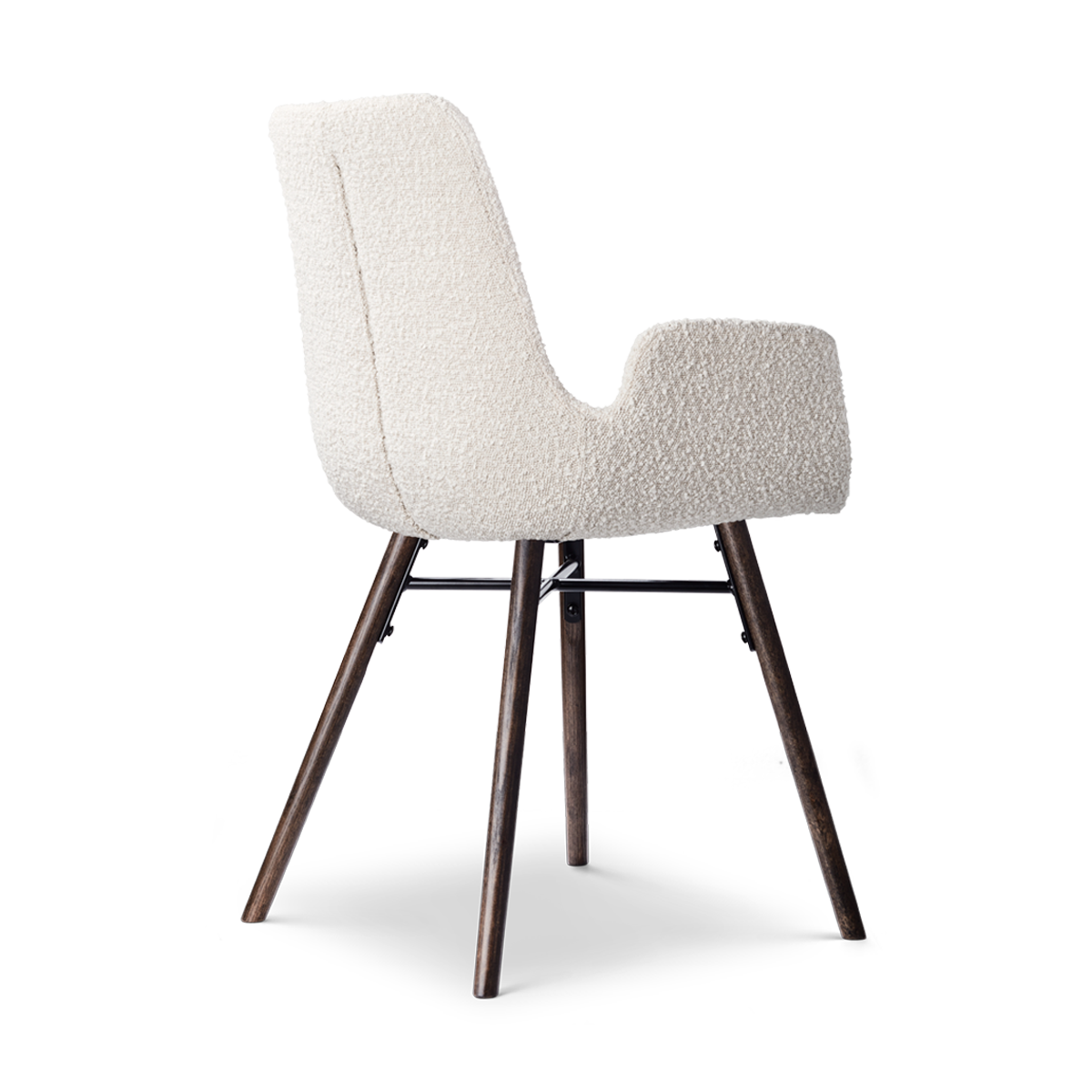 Nena-Eef eetkamerstoel bouclé beige - walnoot houten onderstel