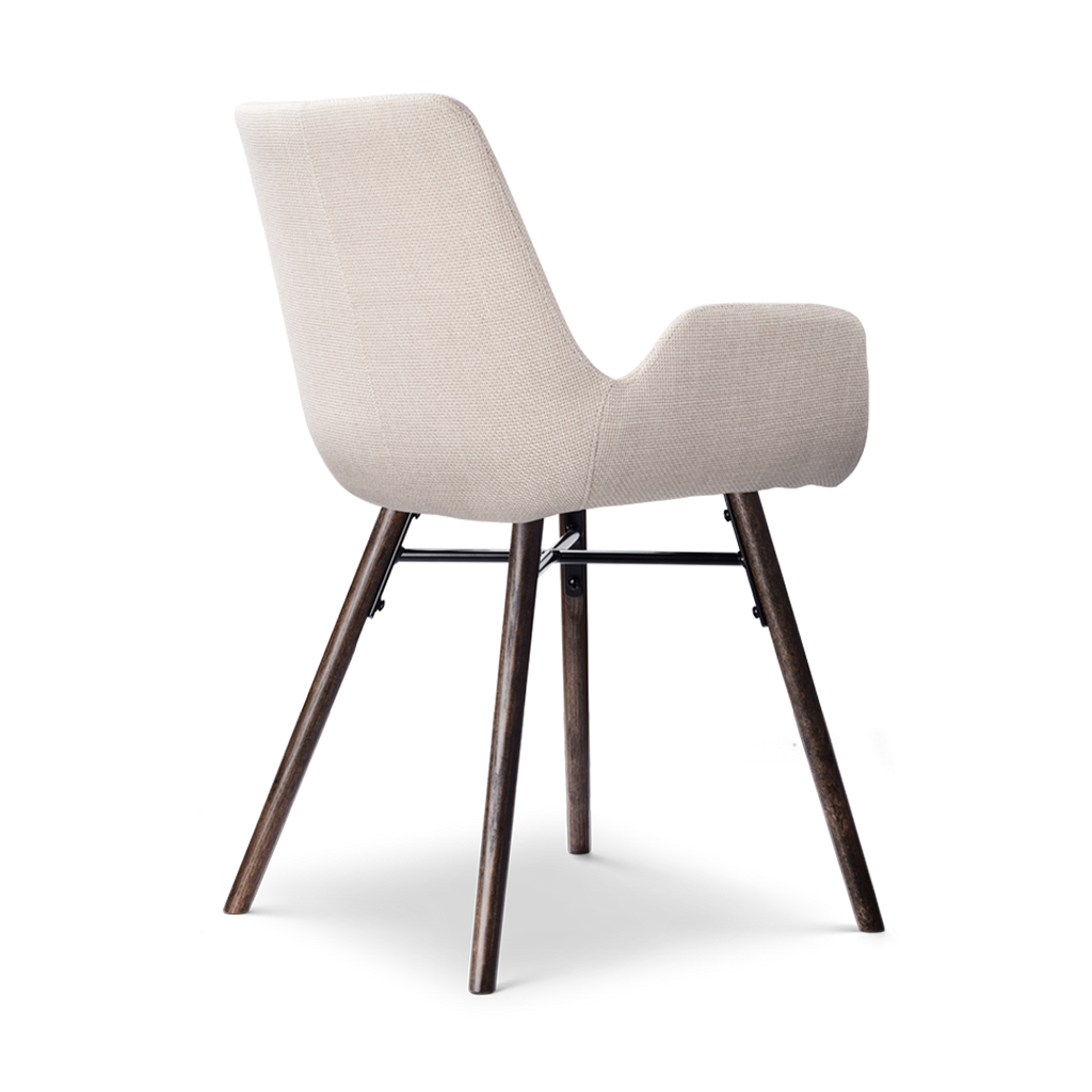 Nena-Eef eetkamerstoel beige - walnoot houten onderstel