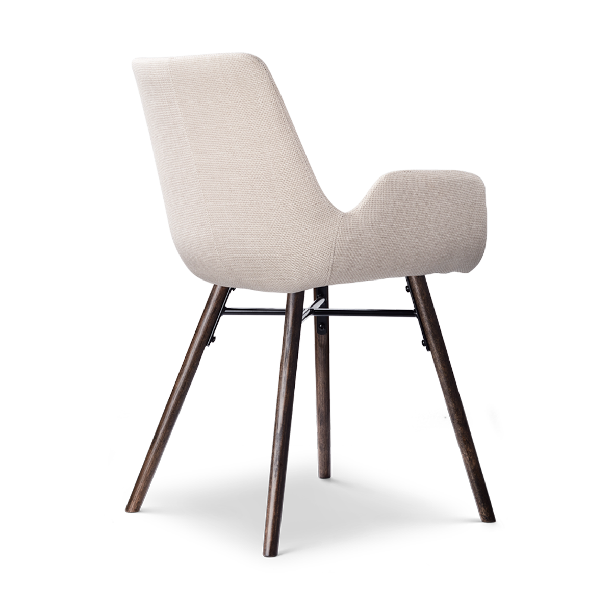 Nena-Eef eetkamerstoel beige - walnoot houten onderstel