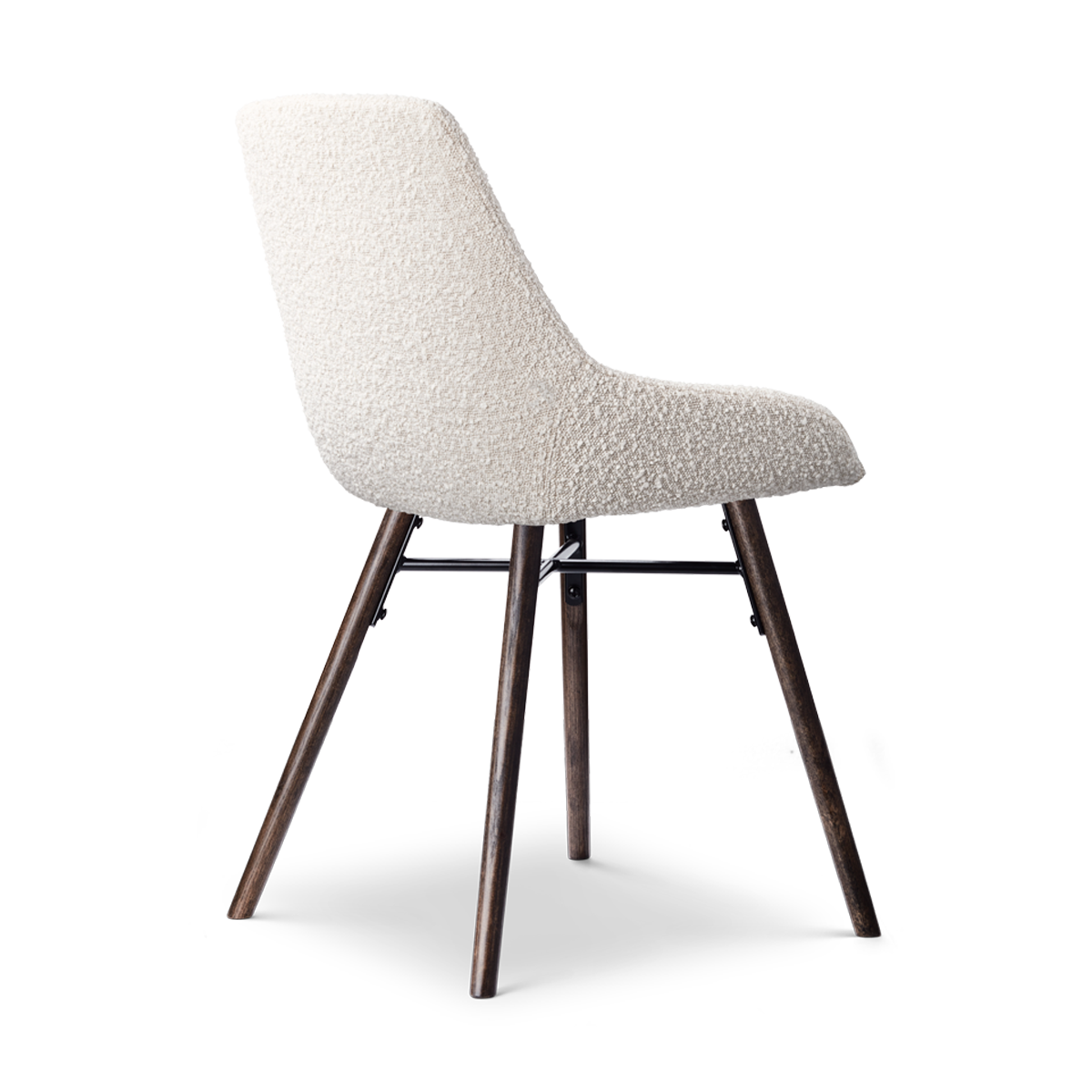 Nena-Isa eetkamerstoel bouclé beige - walnoot houten onderstel