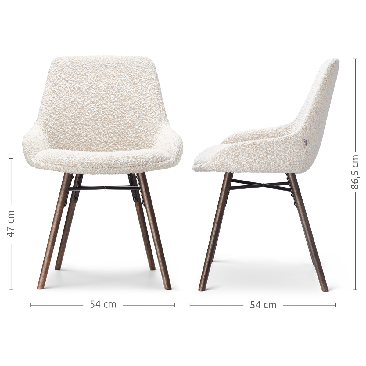 Nena-Isa eetkamerstoel bouclé beige - walnoot houten onderstel