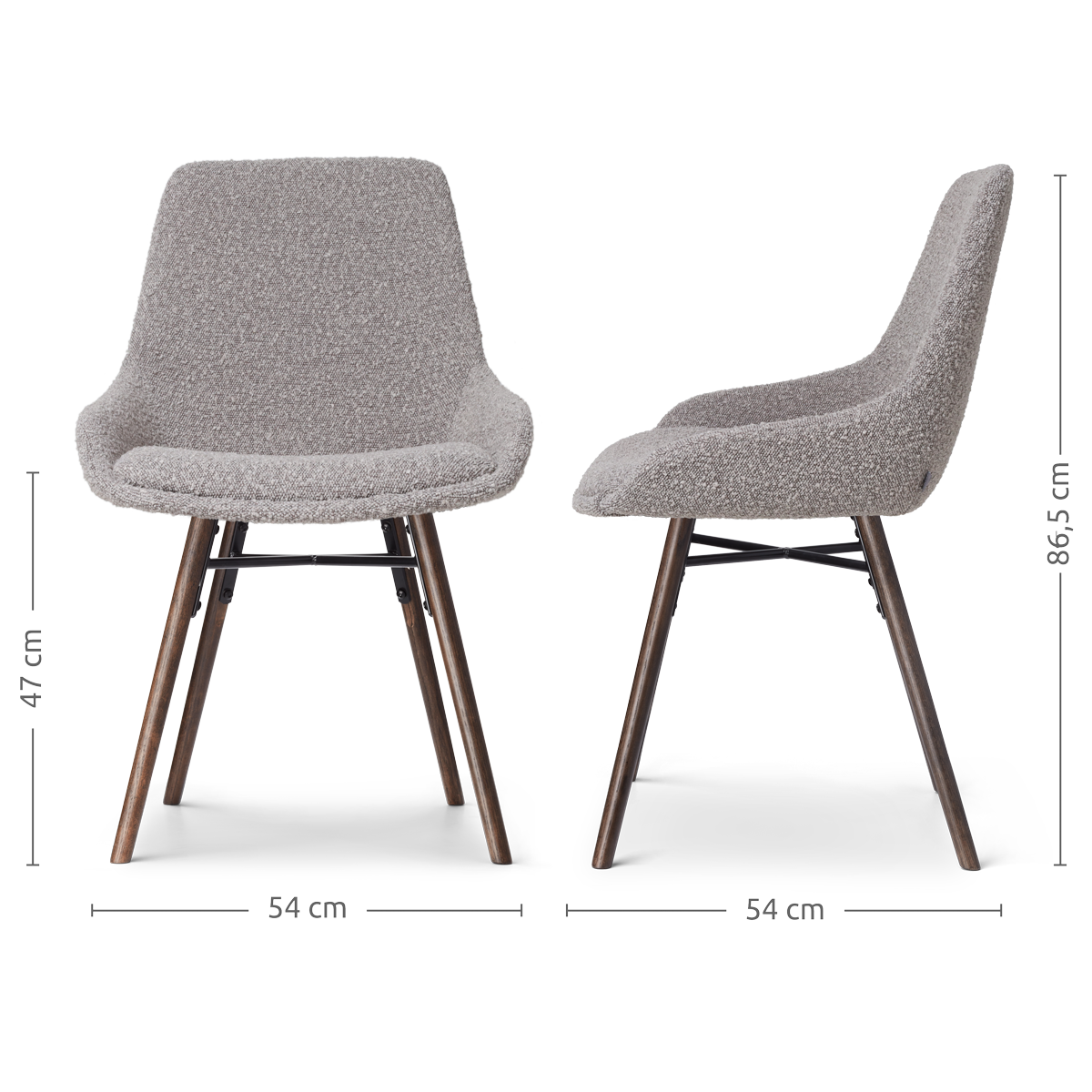 Nena-Isa eetkamerstoel bouclé taupe - walnoot houten onderstel
