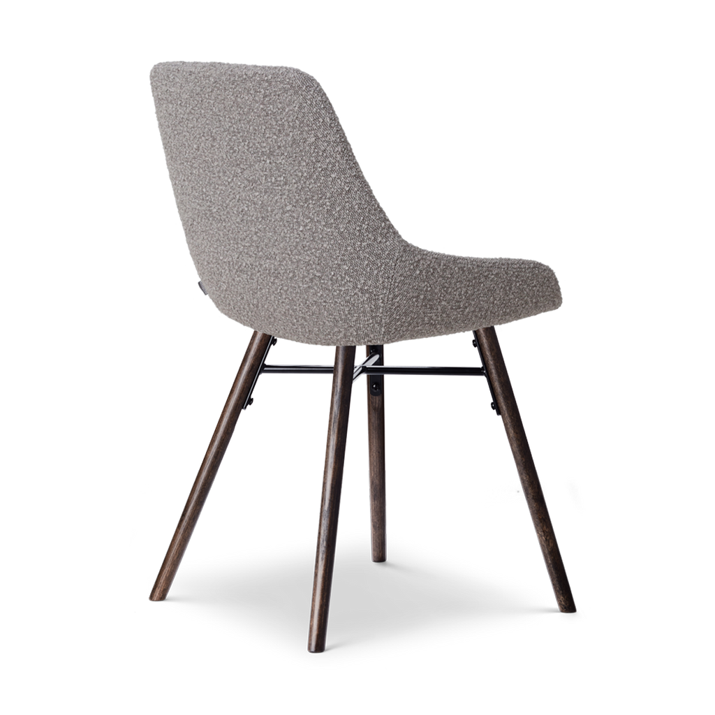 Nena-Isa eetkamerstoel bouclé taupe - walnoot houten onderstel