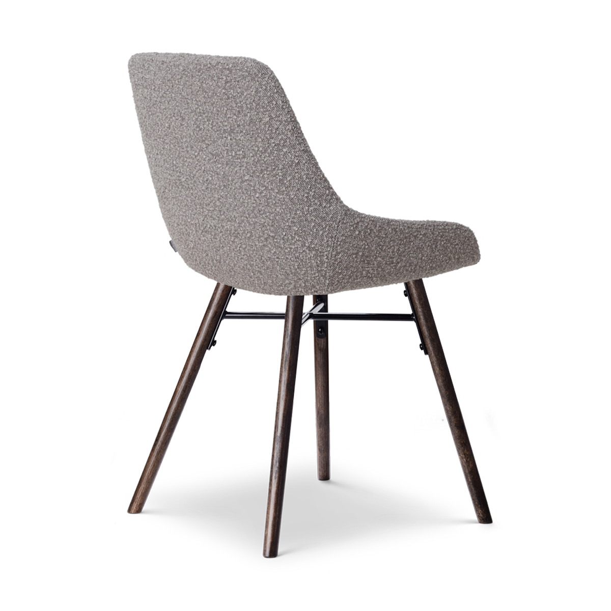 Nena-Isa eetkamerstoel bouclé taupe - walnoot houten onderstel