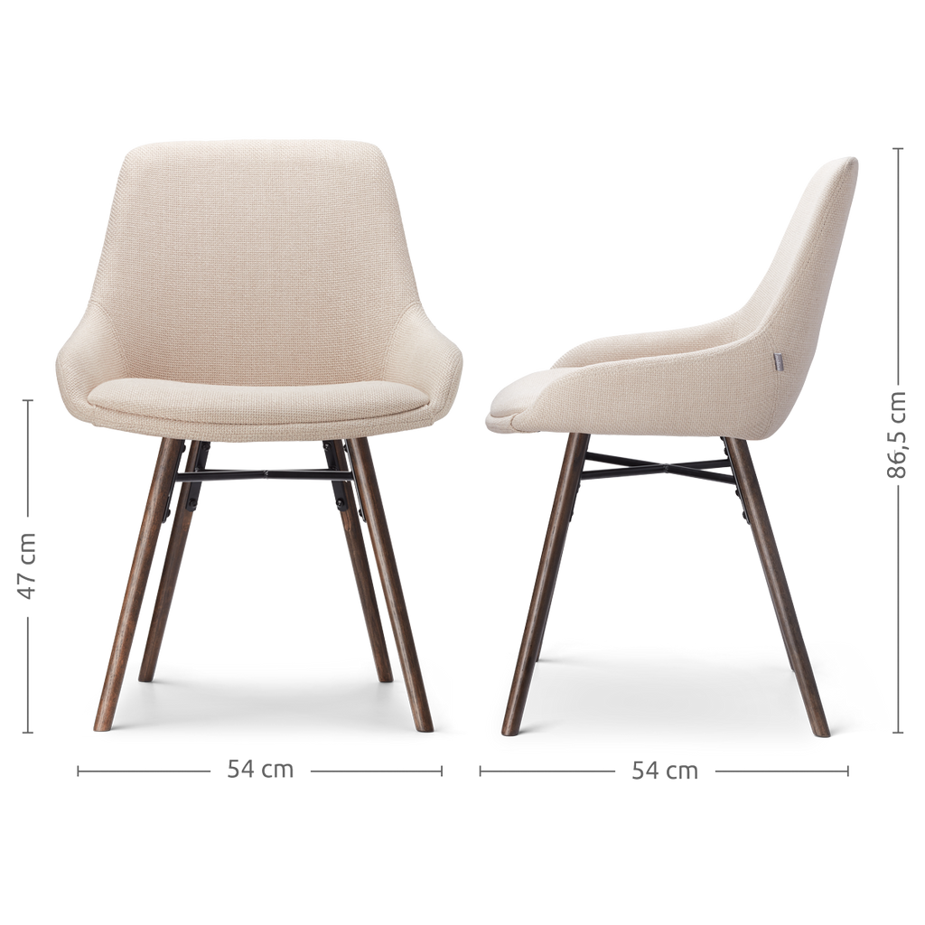 Nena-Isa eetkamerstoel beige - walnoot houten onderstel