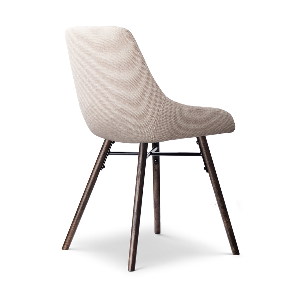 Nena-Isa eetkamerstoel beige - walnoot houten onderstel