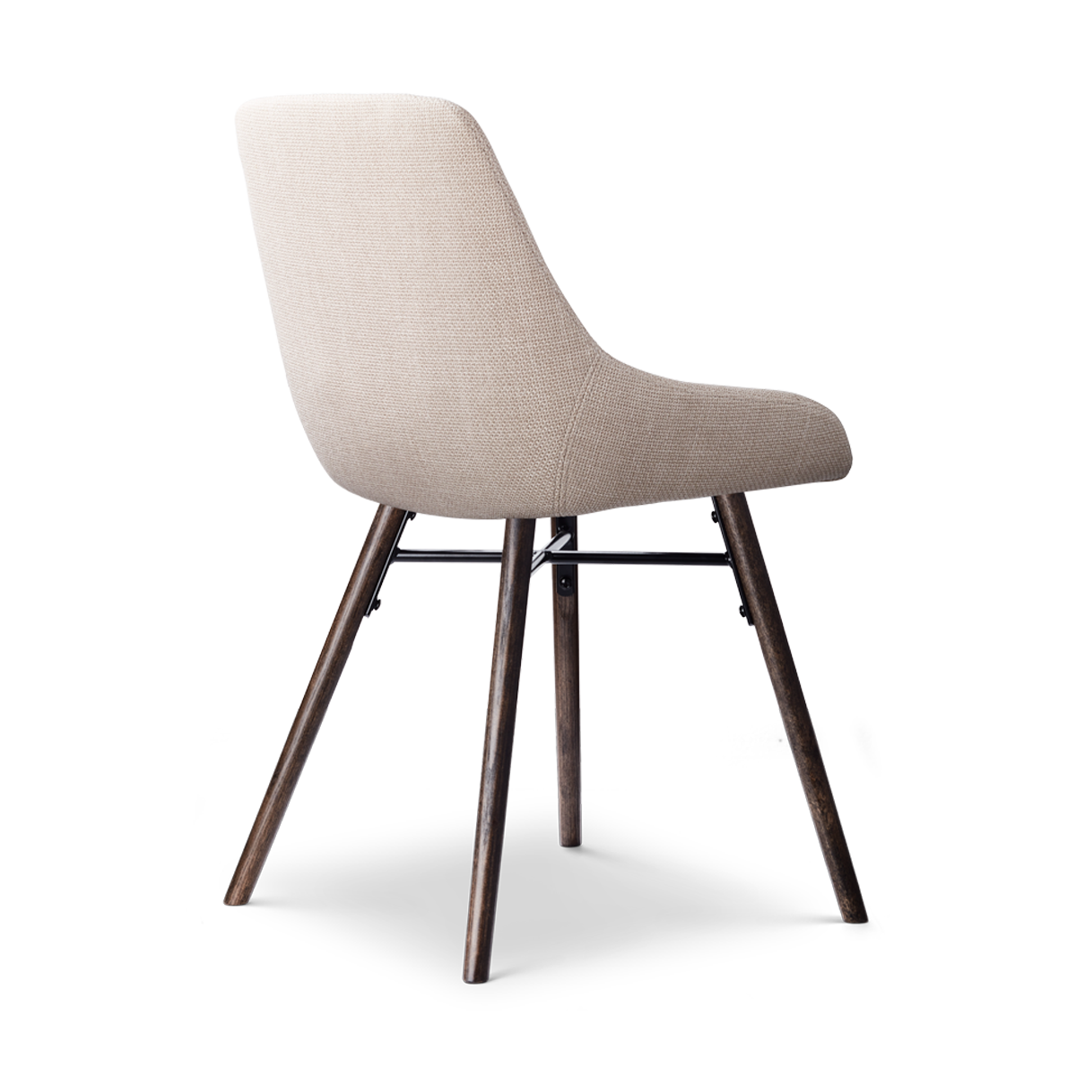 Nena-Isa eetkamerstoel beige - walnoot houten onderstel
