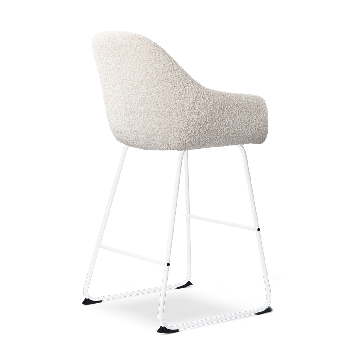 Nino-Mae barkruk bouclé beige - wit onderstel - 65 cm