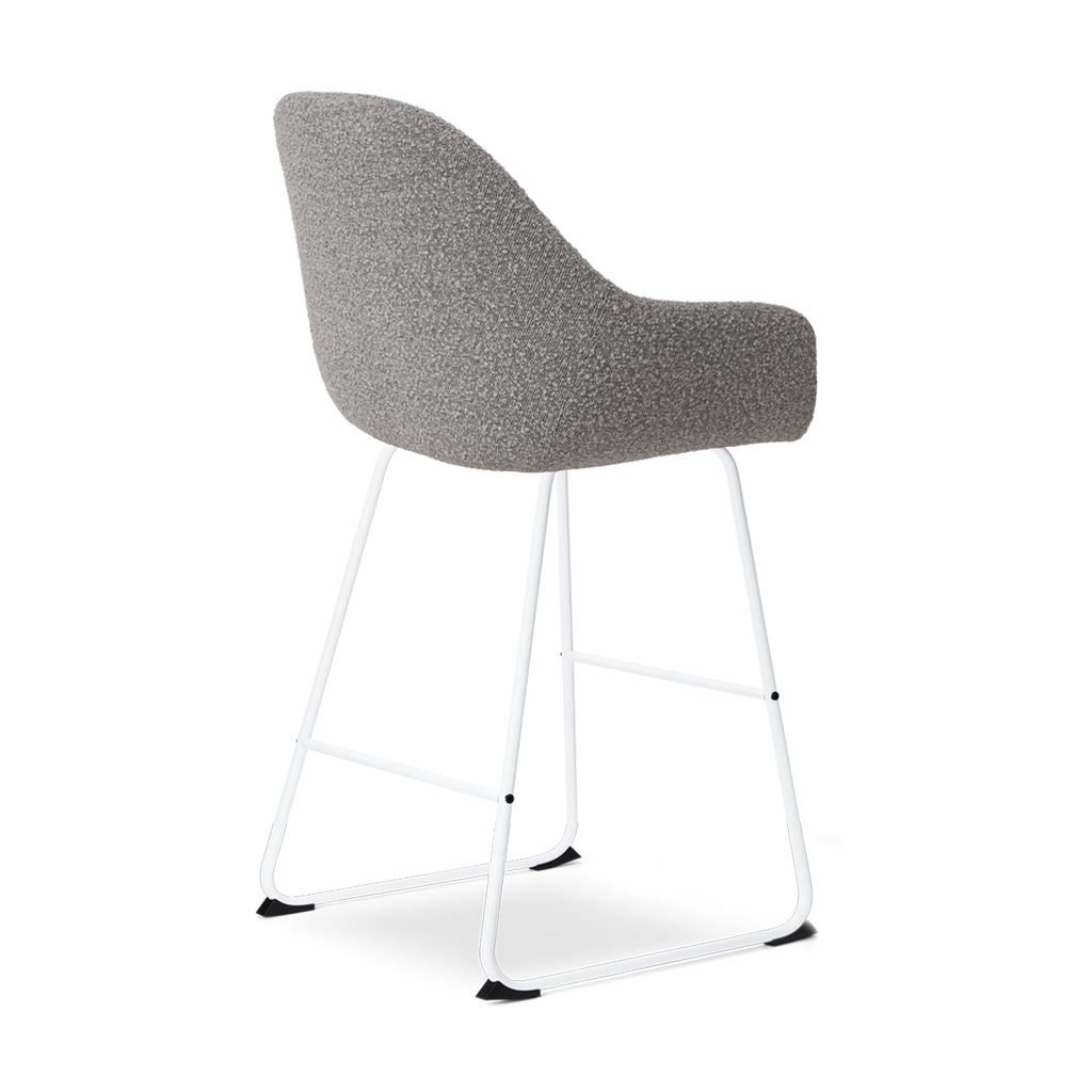 Nino-Mae barkruk bouclé taupe - wit onderstel - 65 cm