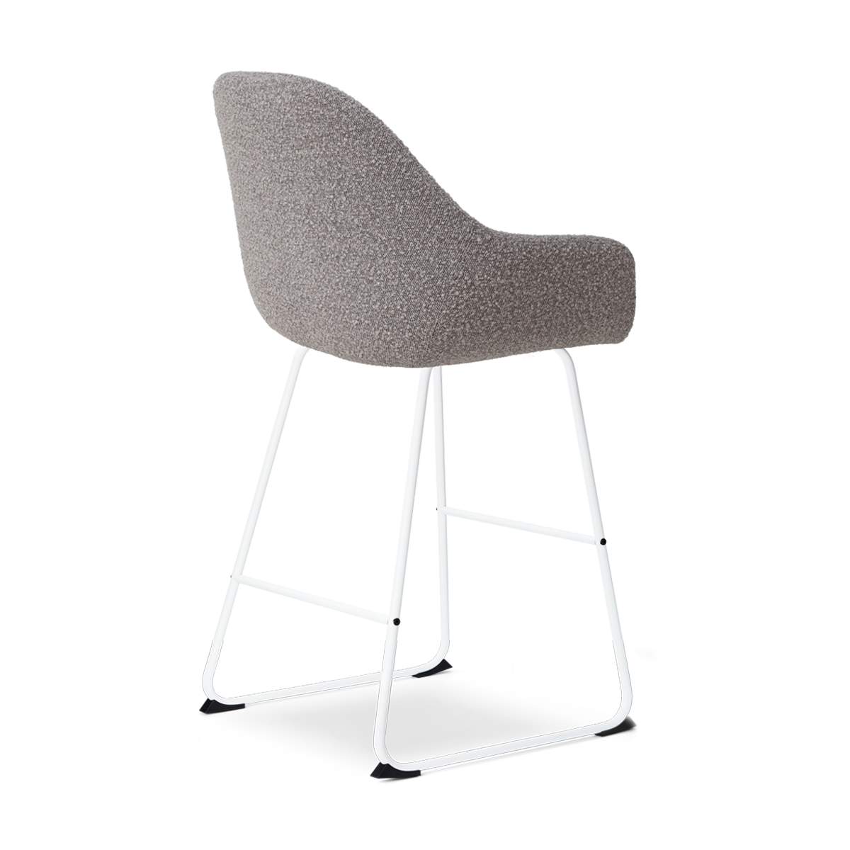 Nino-Mae barkruk bouclé taupe - wit onderstel - 65 cm
