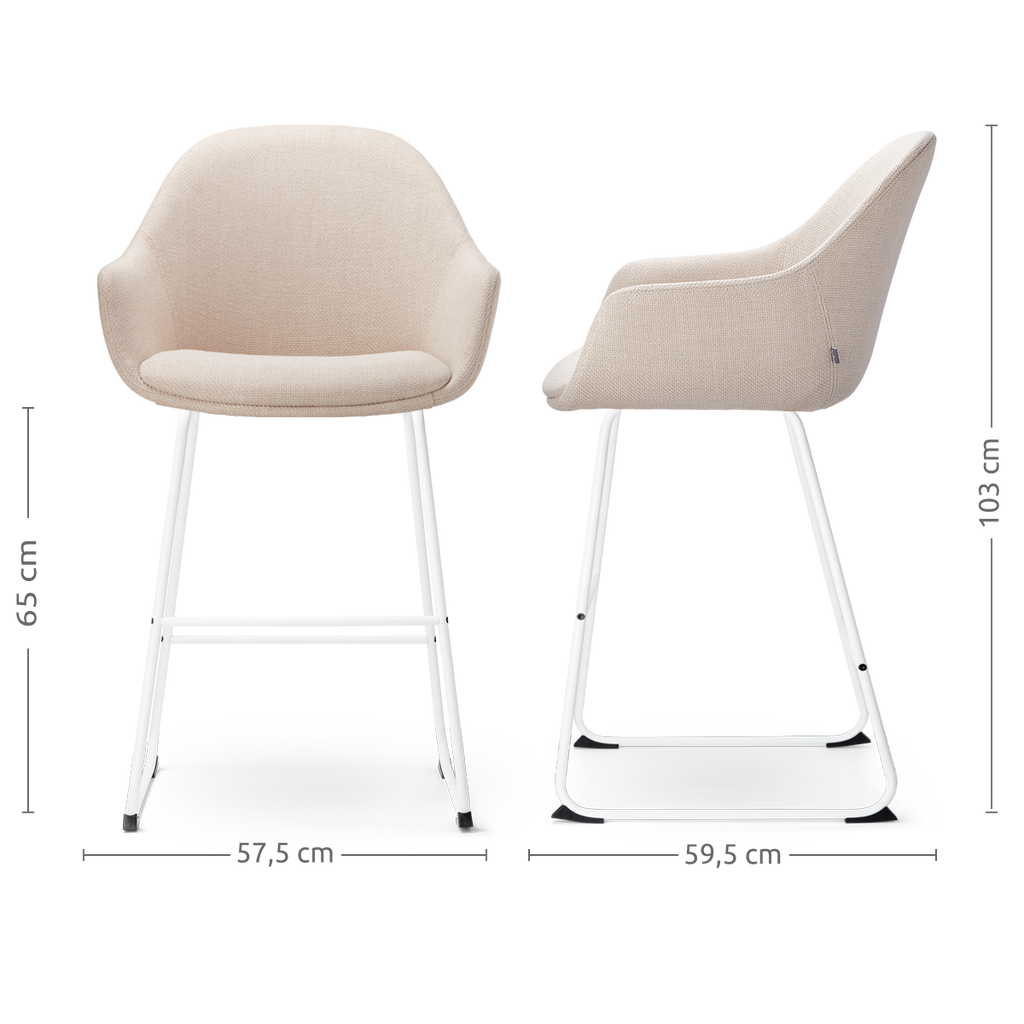 Nino-Mae barkruk beige - wit onderstel - 65 cm