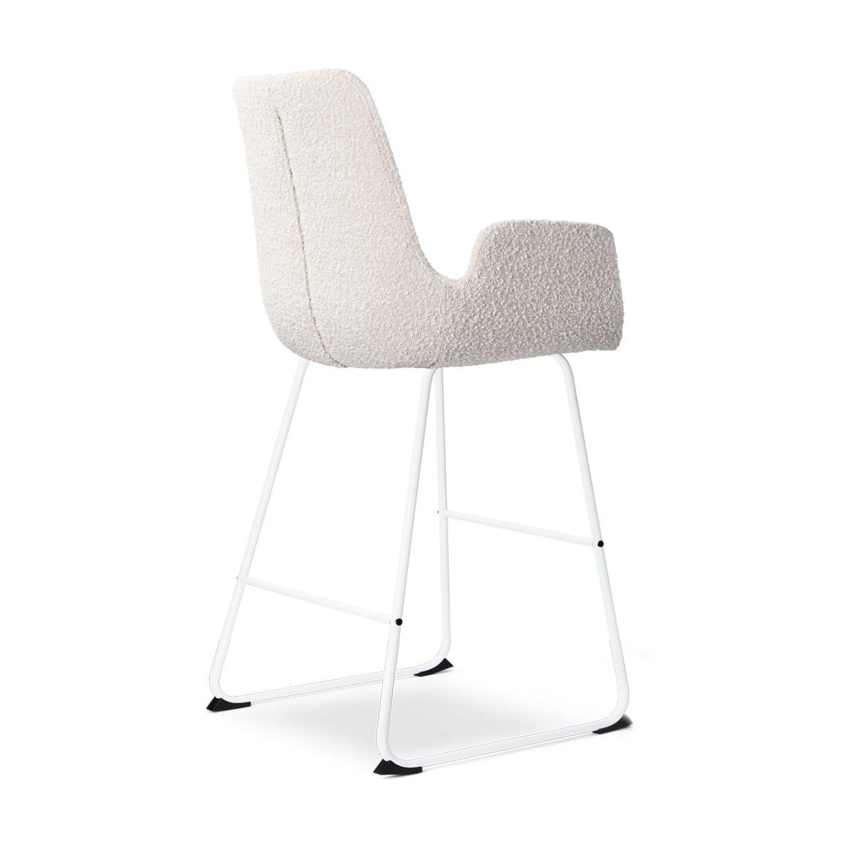Nino-Eef barkruk bouclé beige - wit onderstel - 65 cm