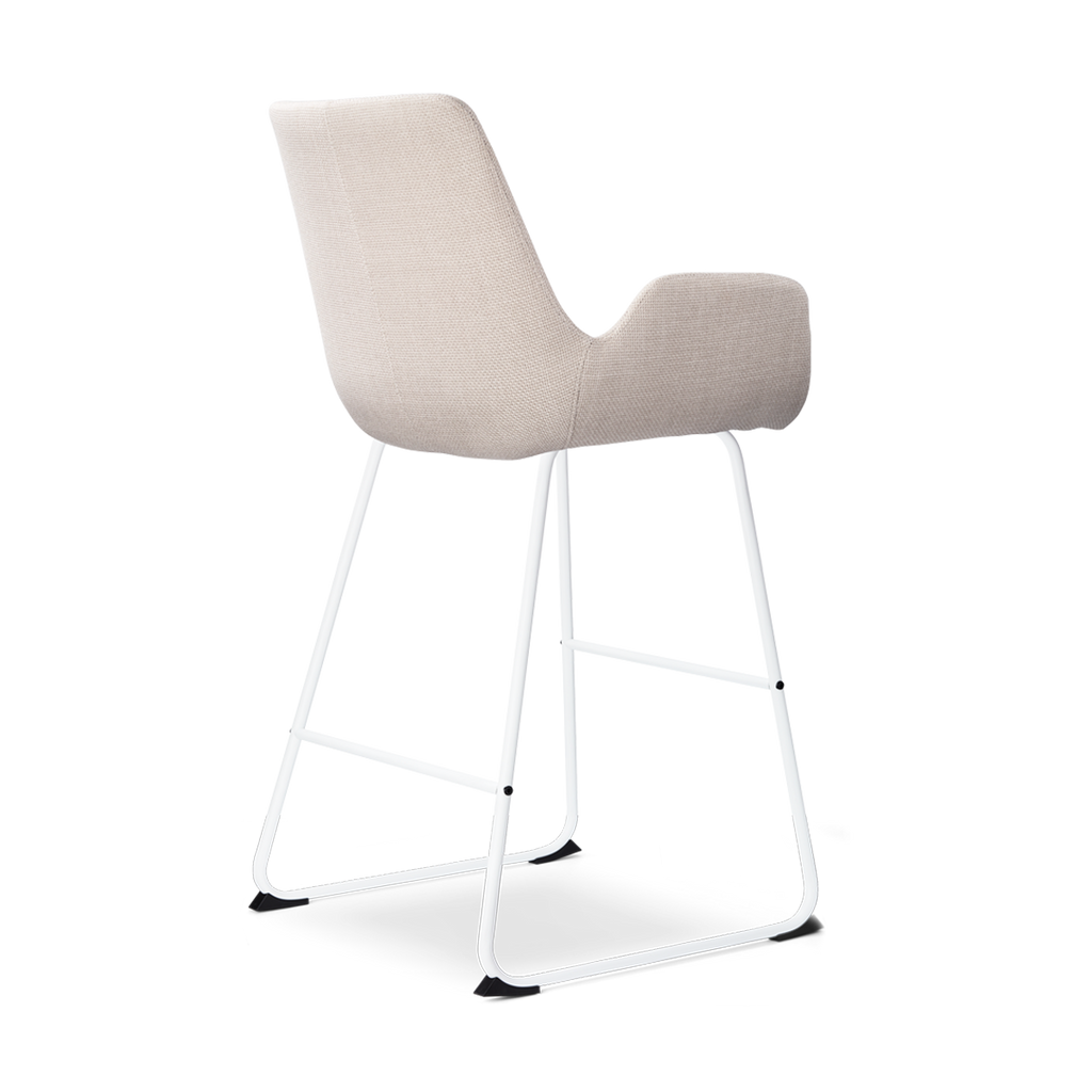 Nino-Eef barkruk beige - wit onderstel - 65 cm