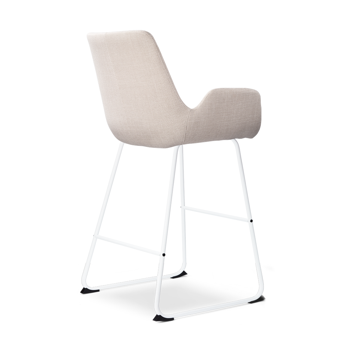 Nino-Eef barkruk beige - wit onderstel - 65 cm