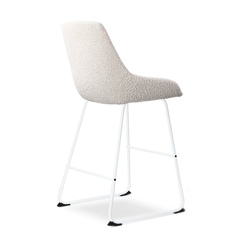 Nino-Isa barkruk bouclé beige - wit onderstel - 65 cm