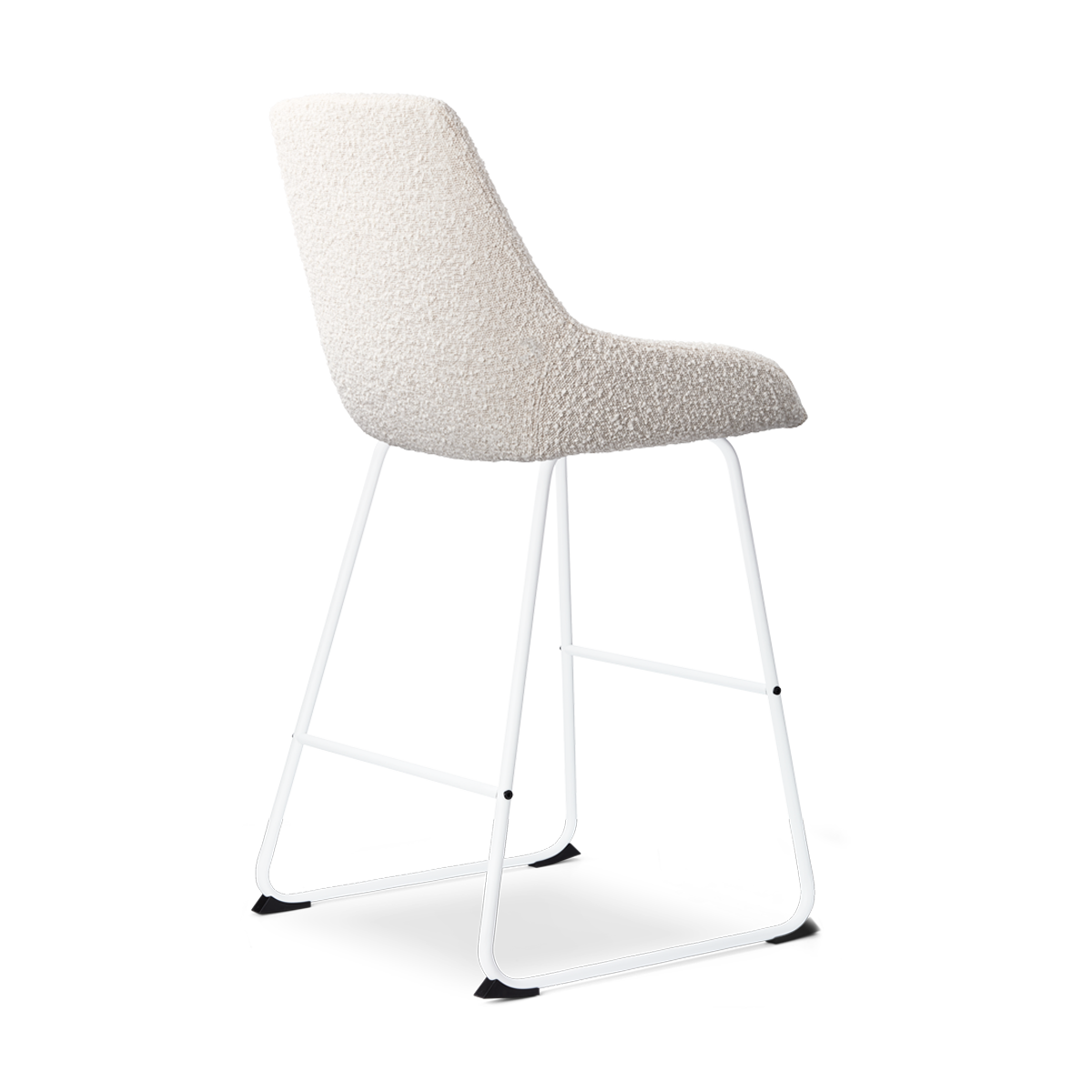Nino-Isa barkruk bouclé beige - wit onderstel - 65 cm