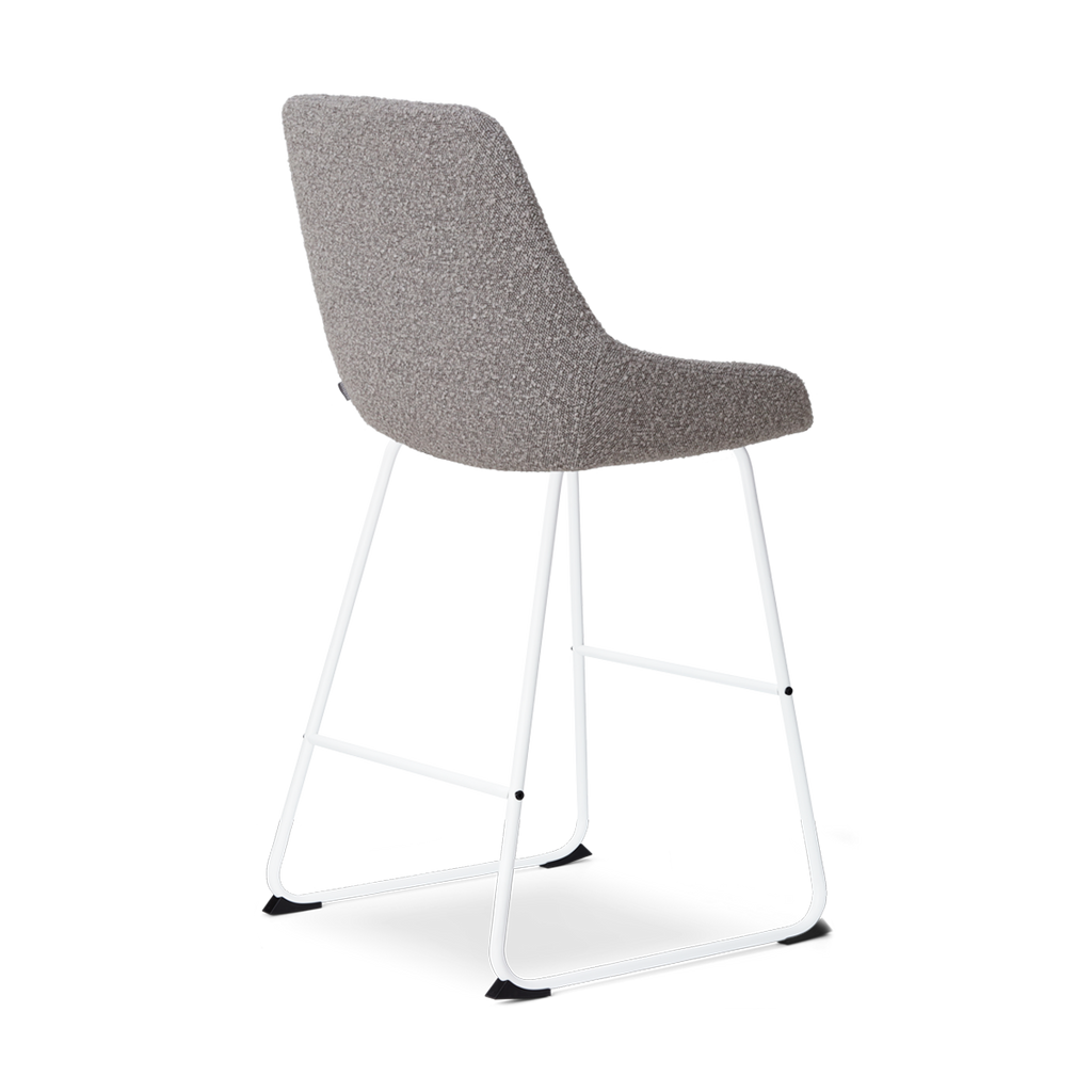 Nino-Isa barkruk bouclé taupe - wit onderstel - 65 cm