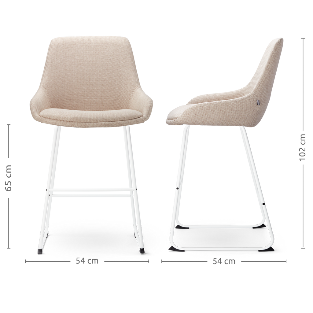 Nino-Isa barkruk beige - wit onderstel - 65 cm