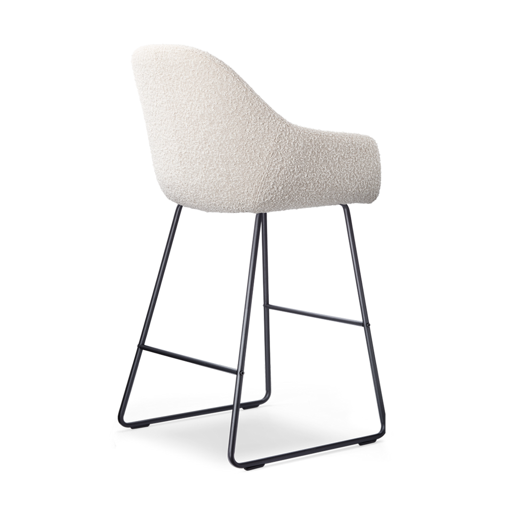 Nino-Mae barkruk bouclé beige - zwart onderstel - 65 cm