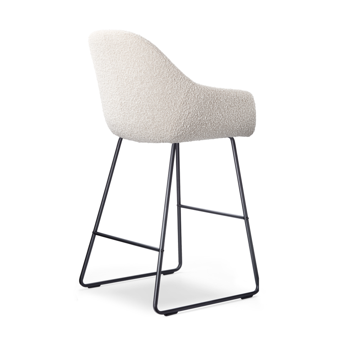 Nino-Mae barkruk bouclé beige - zwart onderstel - 65 cm