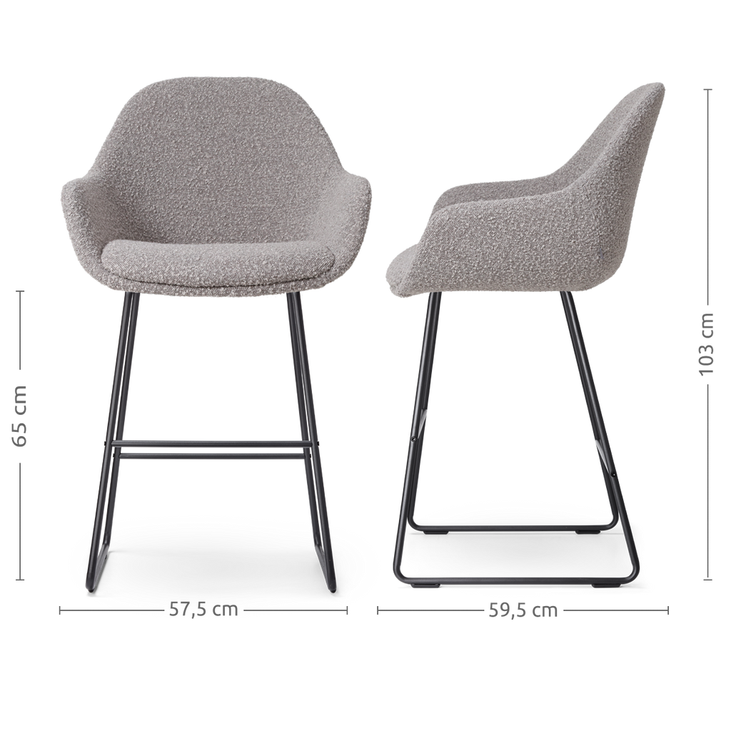 Nino-Mae barkruk bouclé taupe - zwart onderstel - 65 cm