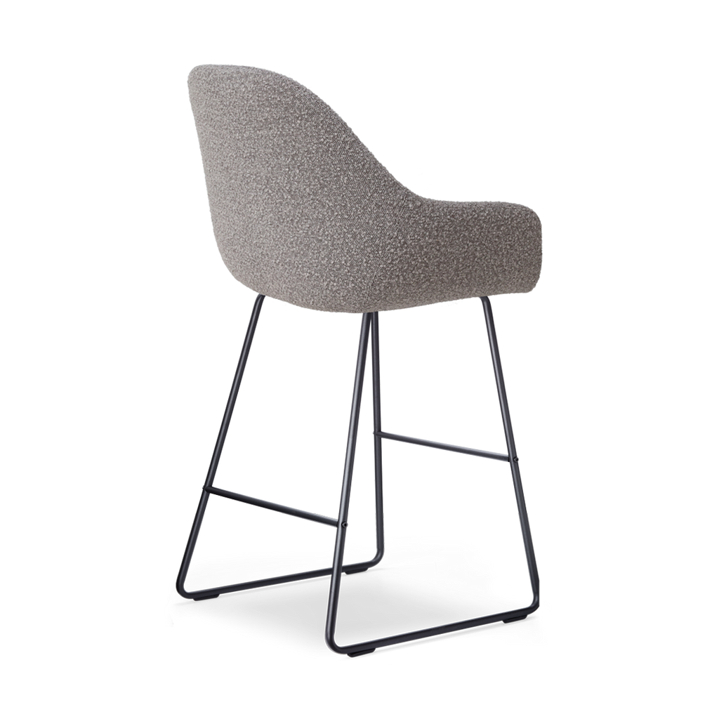Nino-Mae barkruk bouclé taupe - zwart onderstel - 65 cm