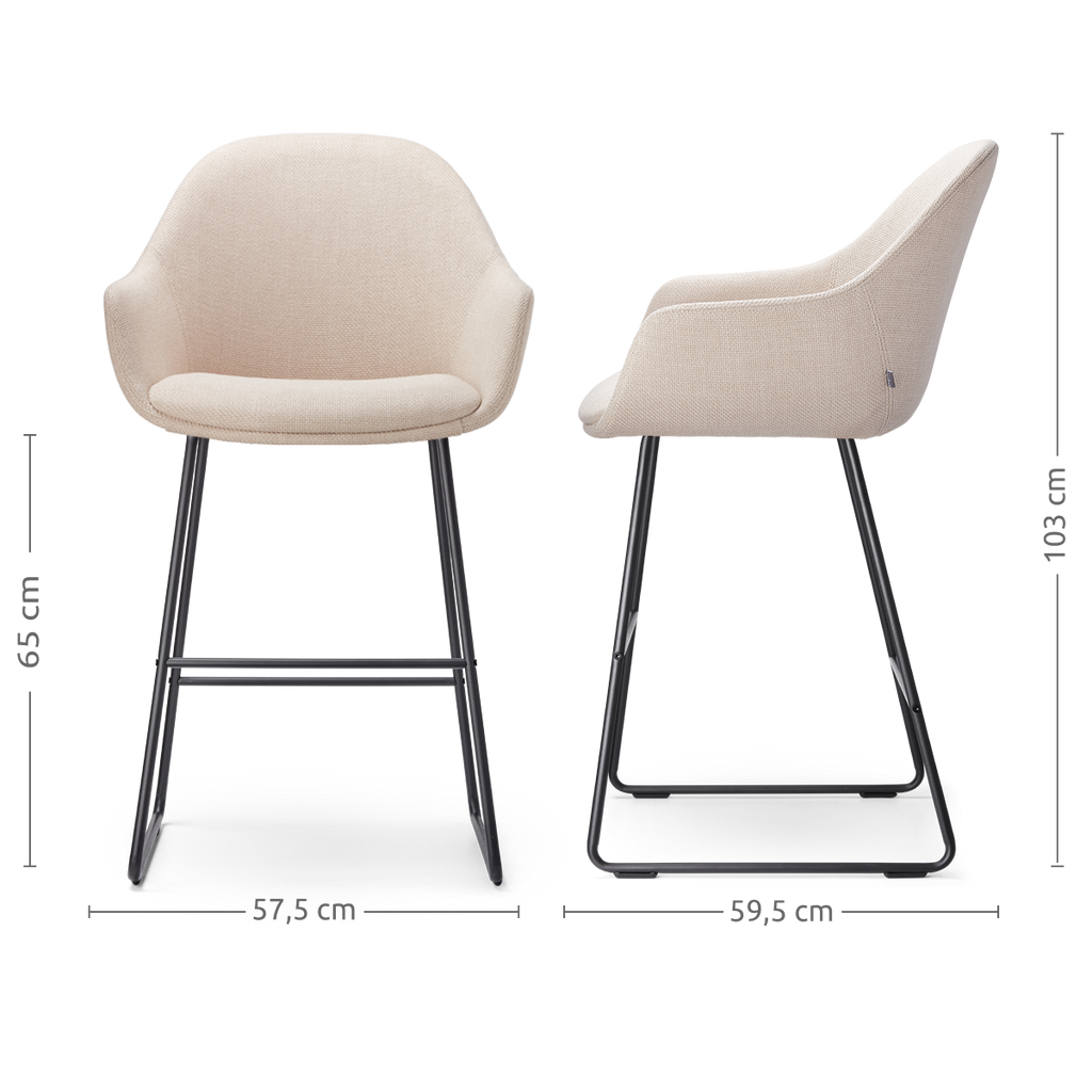 Nino-Mae barkruk beige - zwart onderstel - 65 cm