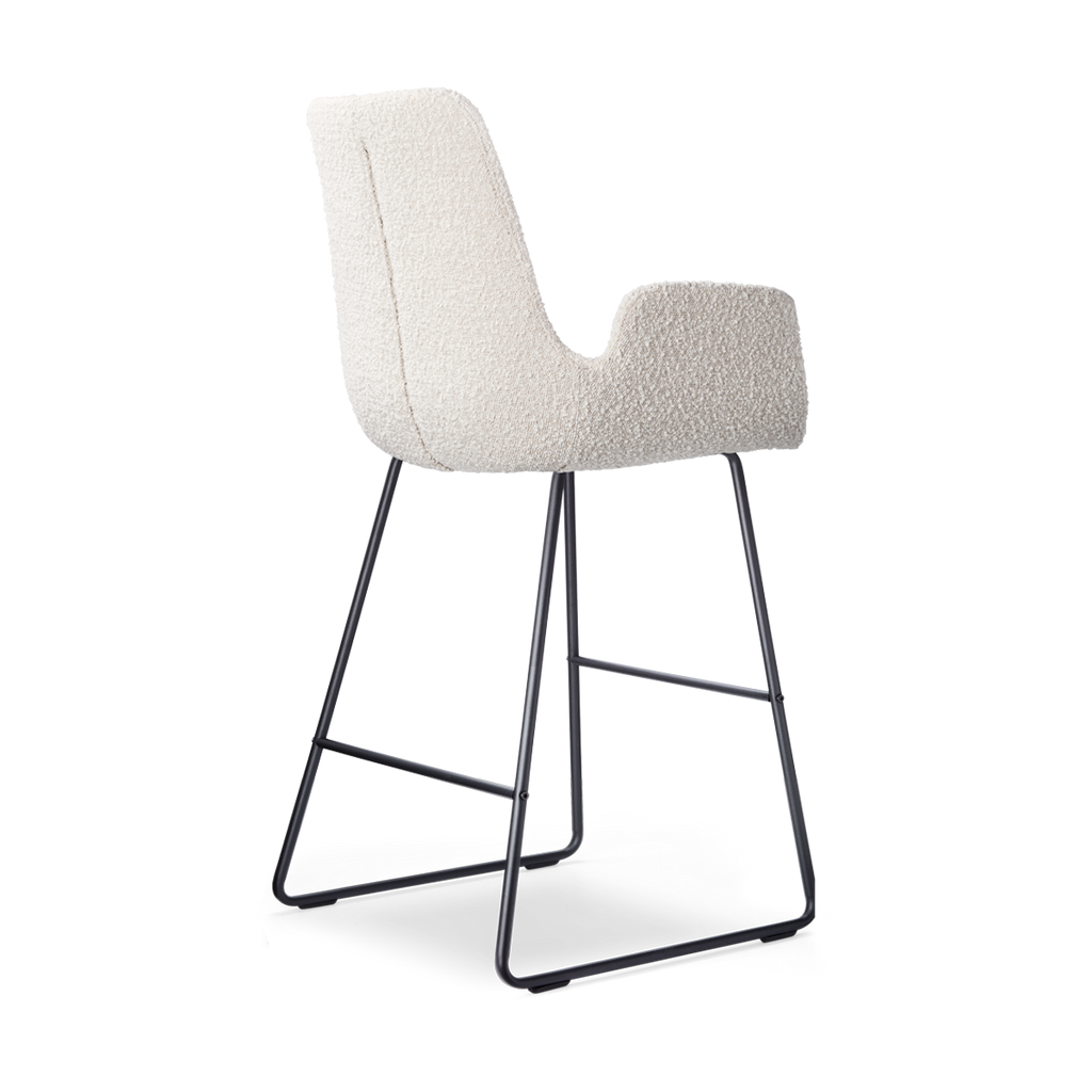 Nino-Eef barkruk bouclé beige - zwart onderstel - 65 cm
