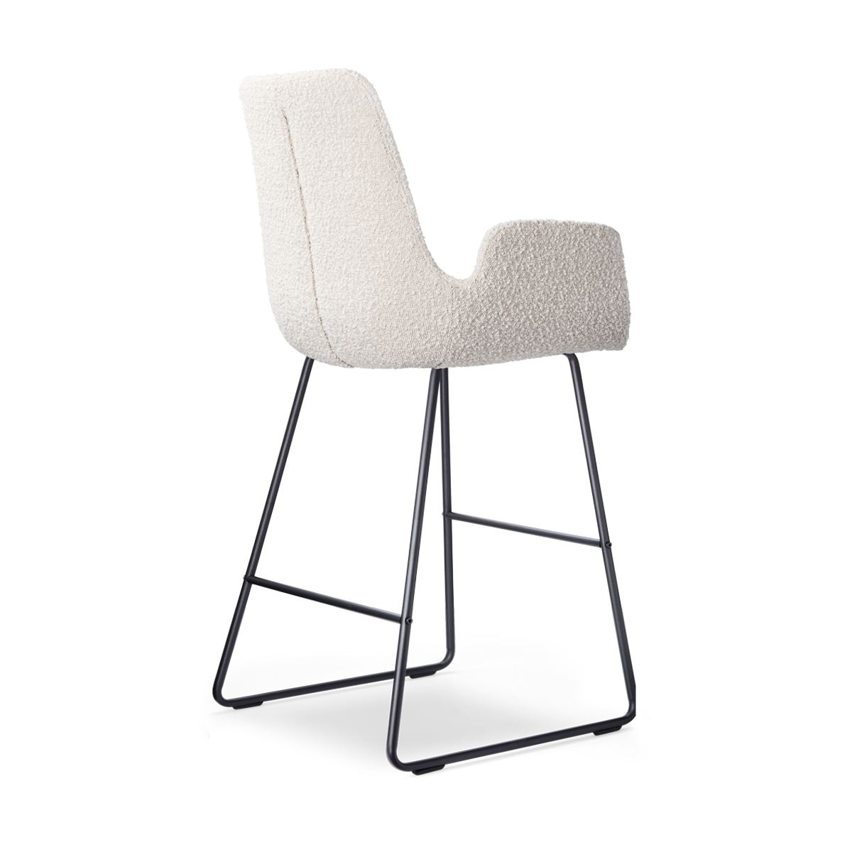 Nino-Eef barkruk bouclé beige - zwart onderstel - 65 cm
