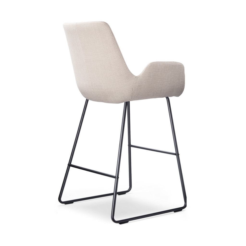 Nino-Eef barkruk beige - zwart onderstel - 65 cm