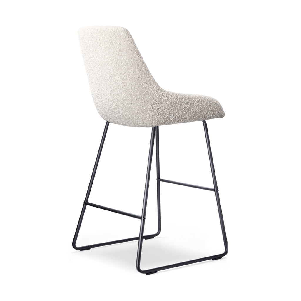 Nino-Isa barkruk bouclé beige - zwart onderstel - 65 cm