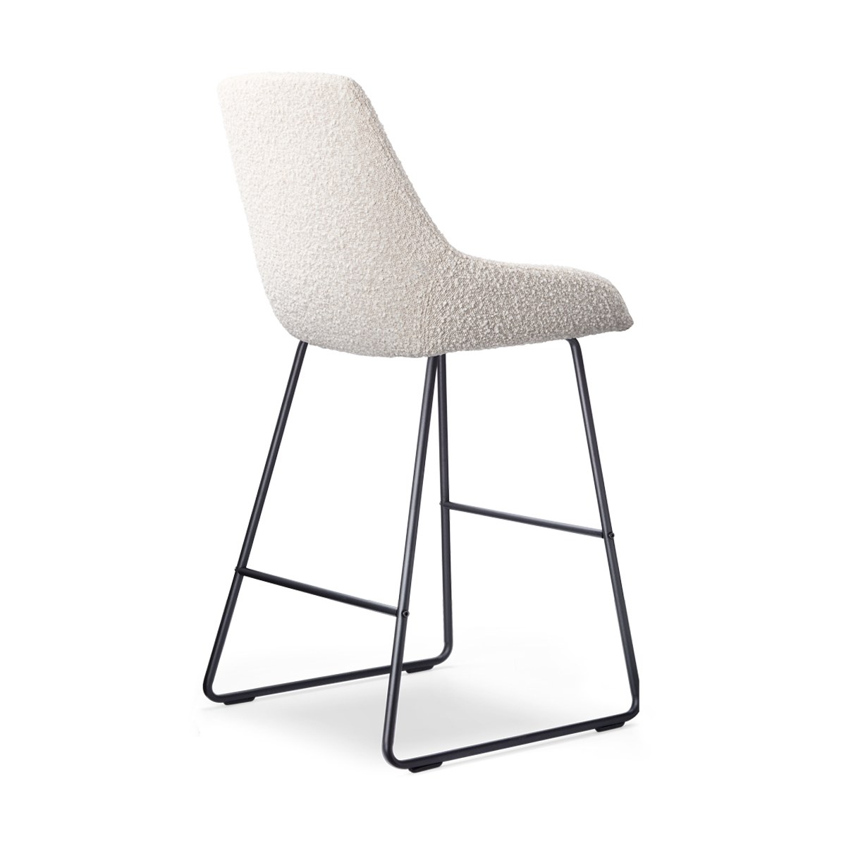 Nino-Isa barkruk bouclé beige - zwart onderstel - 65 cm
