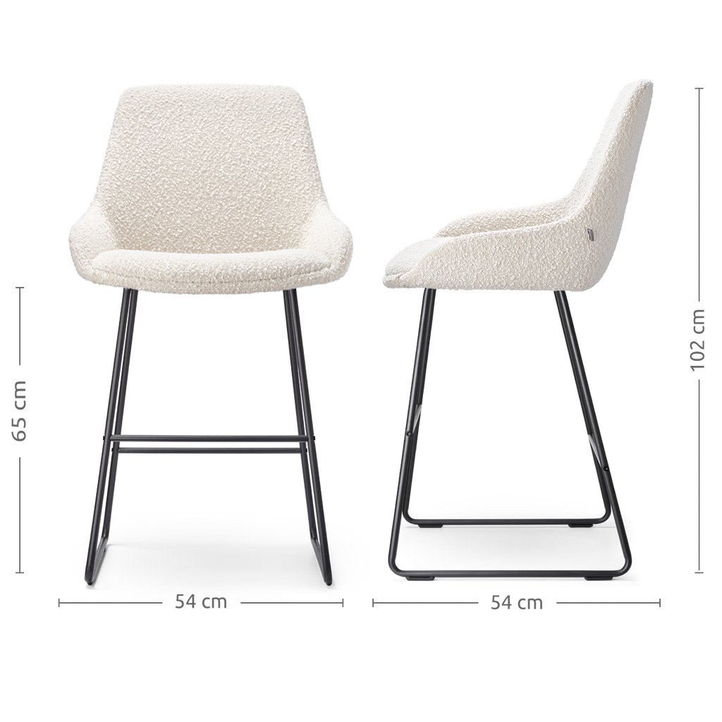 Nino-Isa barkruk bouclé beige - zwart onderstel - 65 cm
