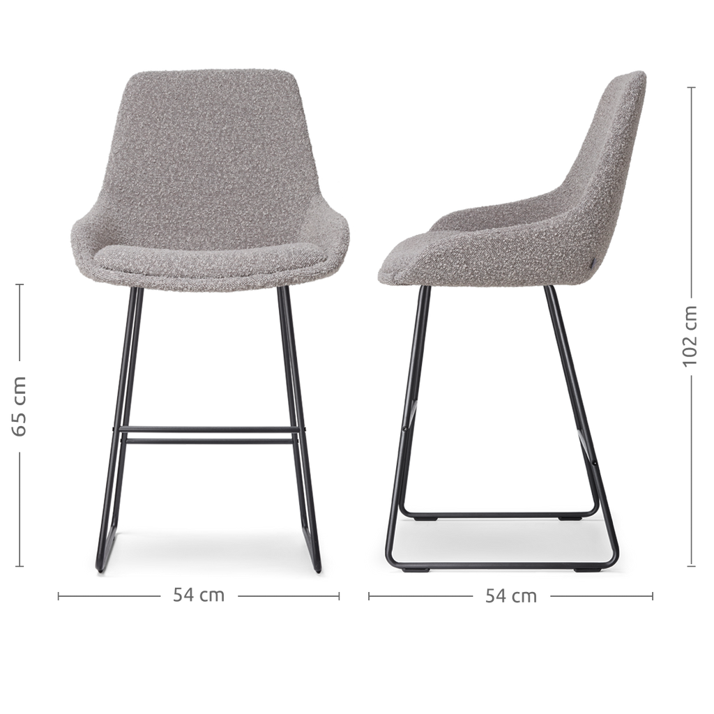 Nino-Isa barkruk bouclé taupe - zwart onderstel - 65 cm