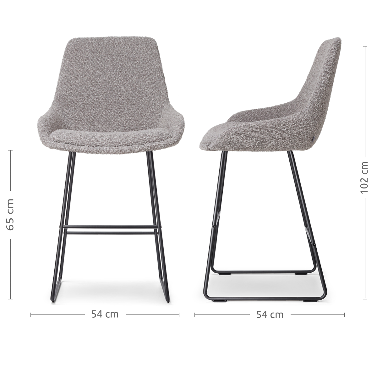 Nino-Isa barkruk bouclé taupe - zwart onderstel - 65 cm