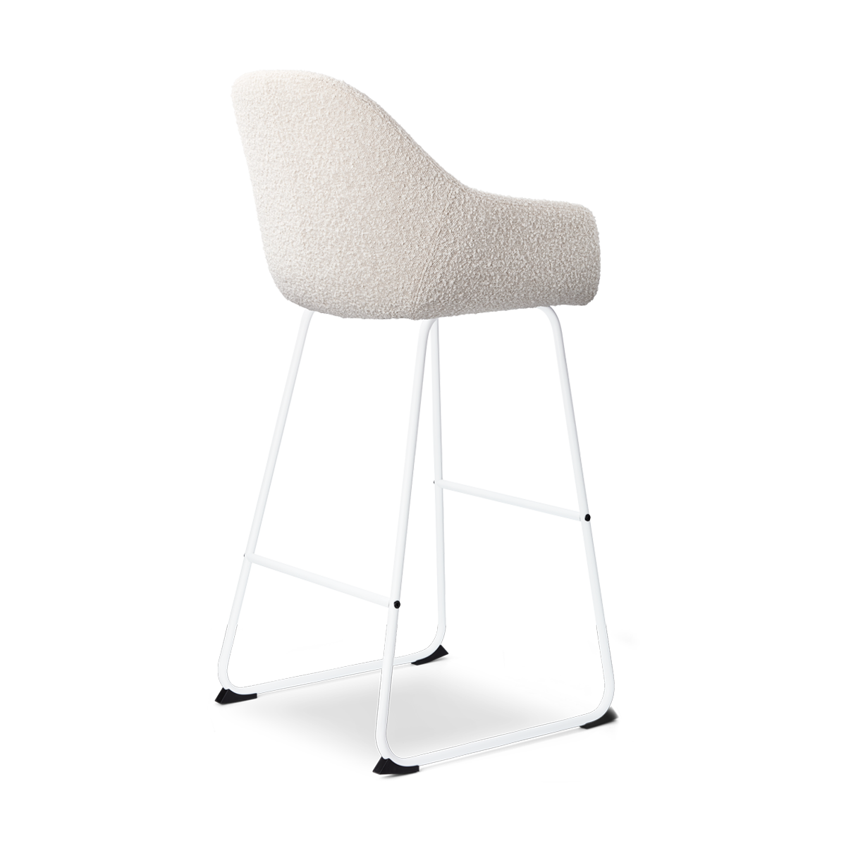 Nino-Mae barkruk bouclé beige - wit onderstel - 75 cm