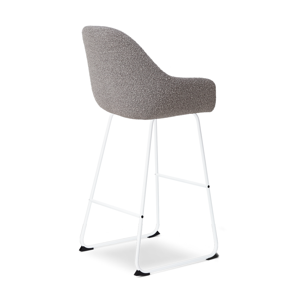 Nino-Mae barkruk bouclé taupe - wit onderstel - 75 cm