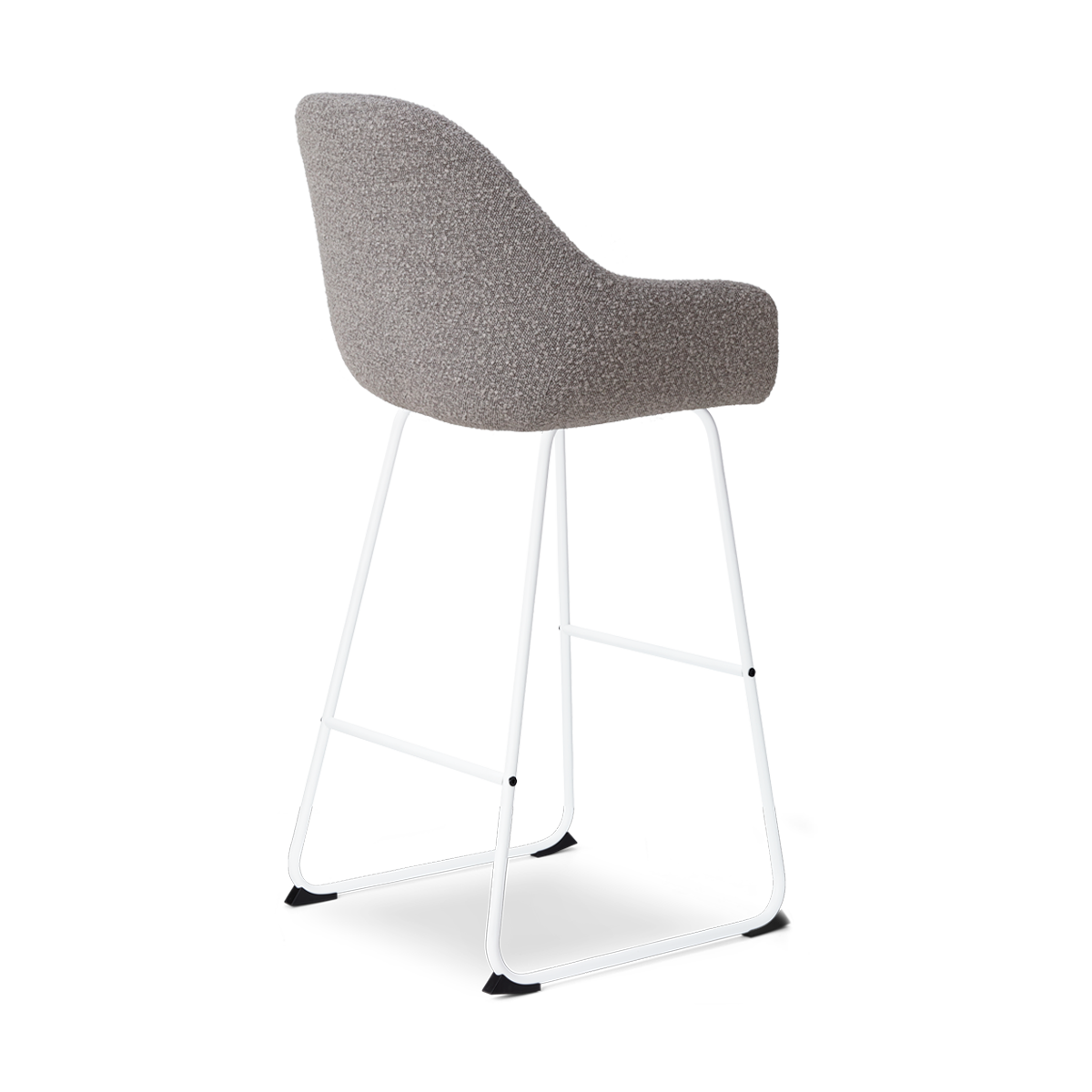 Nino-Mae barkruk bouclé taupe - wit onderstel - 75 cm