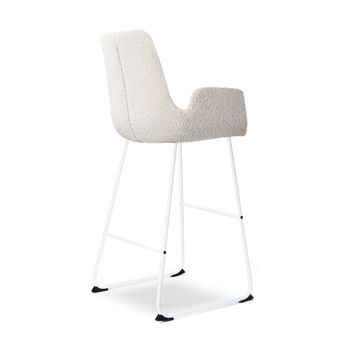 Nino-Eef barkruk bouclé beige - wit onderstel - 75 cm